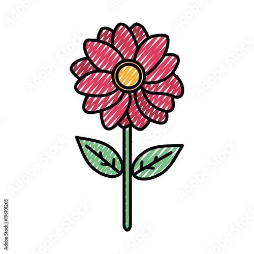 grated beautiful flower with nature petals and leaves