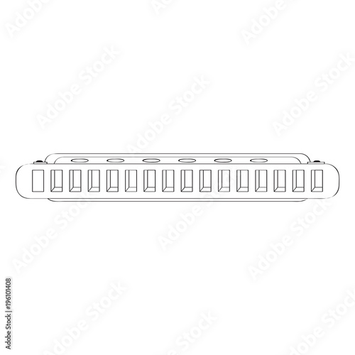 Isolated harmonica icon. Musical instrument