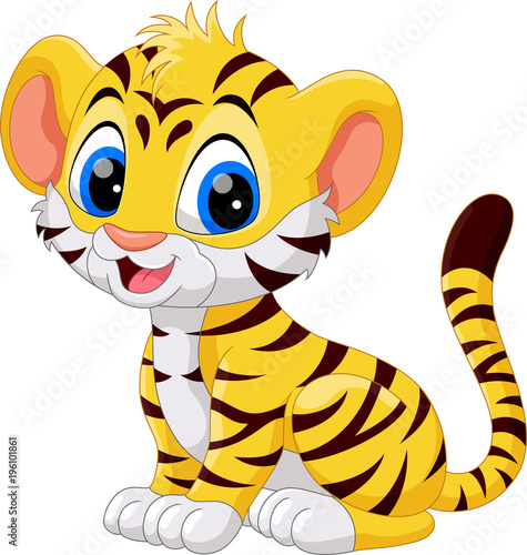 Fototapeta Naklejka Na Ścianę i Meble -  Cute baby tiger cartoon