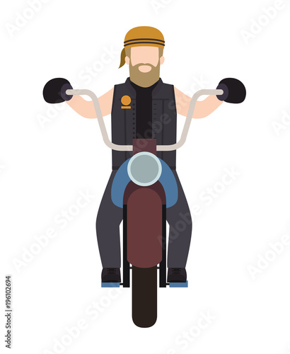 biker in the classic motorcycle character vector illustration design