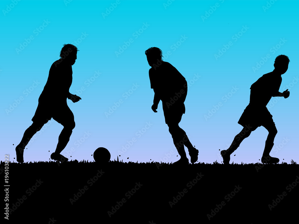 abstract soccer silhouette in football field on blue gradient abstract soccer silhouette in football field on blue gradient