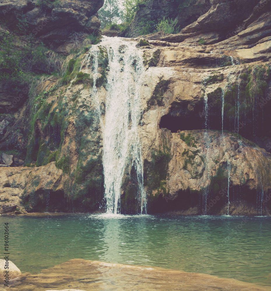 Fototapeta premium Waterfall in Catalonia surrounded by beautiful forests