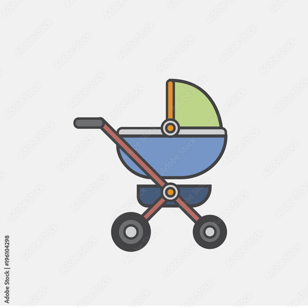 Illustration of baby stroller icon Illustration of baby stroller icon