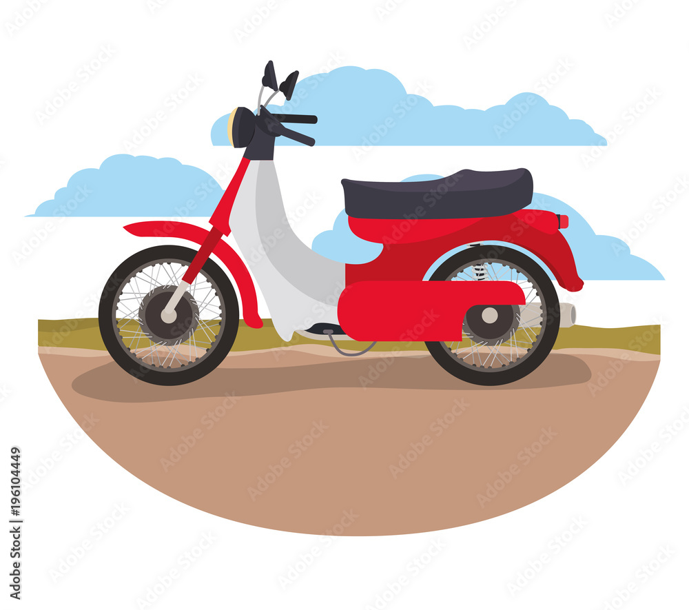 retro urban motorcycle classic in the road vector illustration design