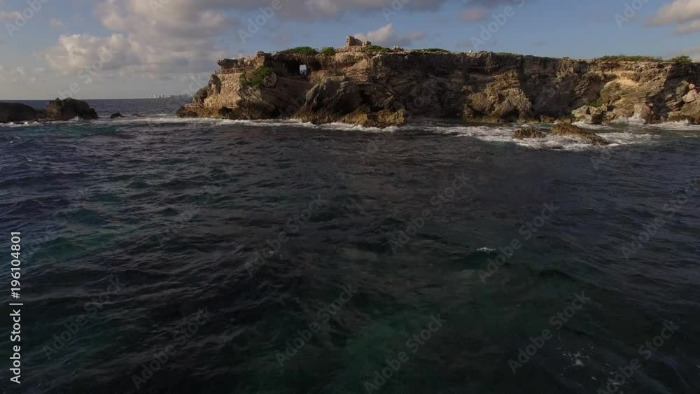 Aerial Mexico Island Coast Mayan Temple 02 Fly Over Aerial Mexico Island Coast Mayan Temple 02 Fly Over