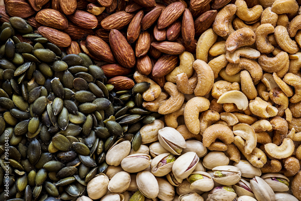 closeup of mixed nuts