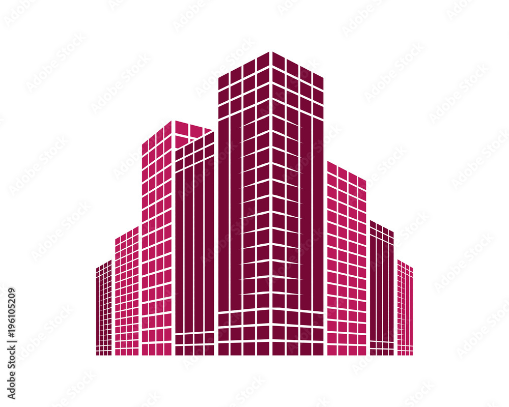 purple building icon skyscraper cityscape architecture construction image vector