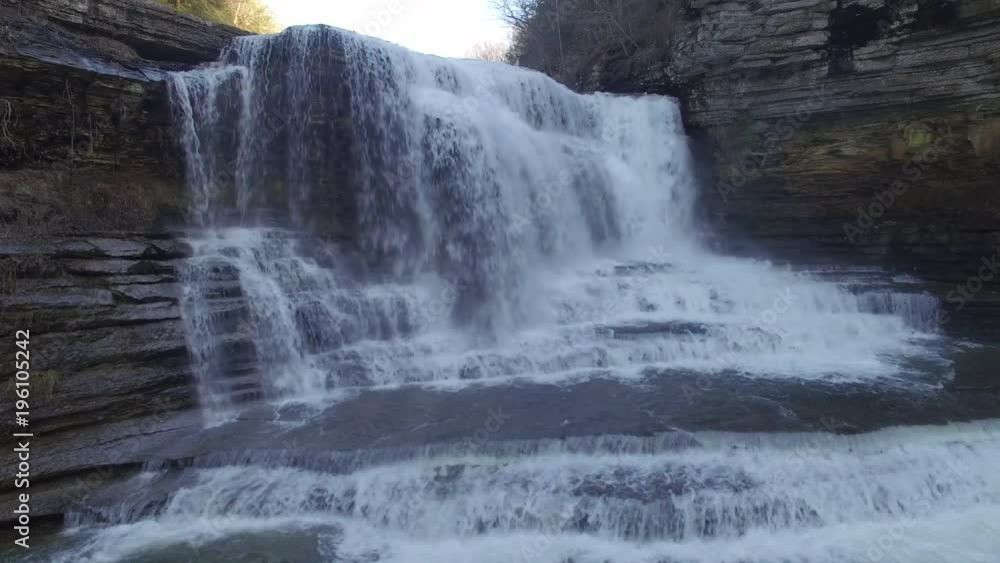 4k Aerial Winter Tennessee Waterfall Dolly Right 4k Aerial Winter Tennessee Waterfall Dolly Right