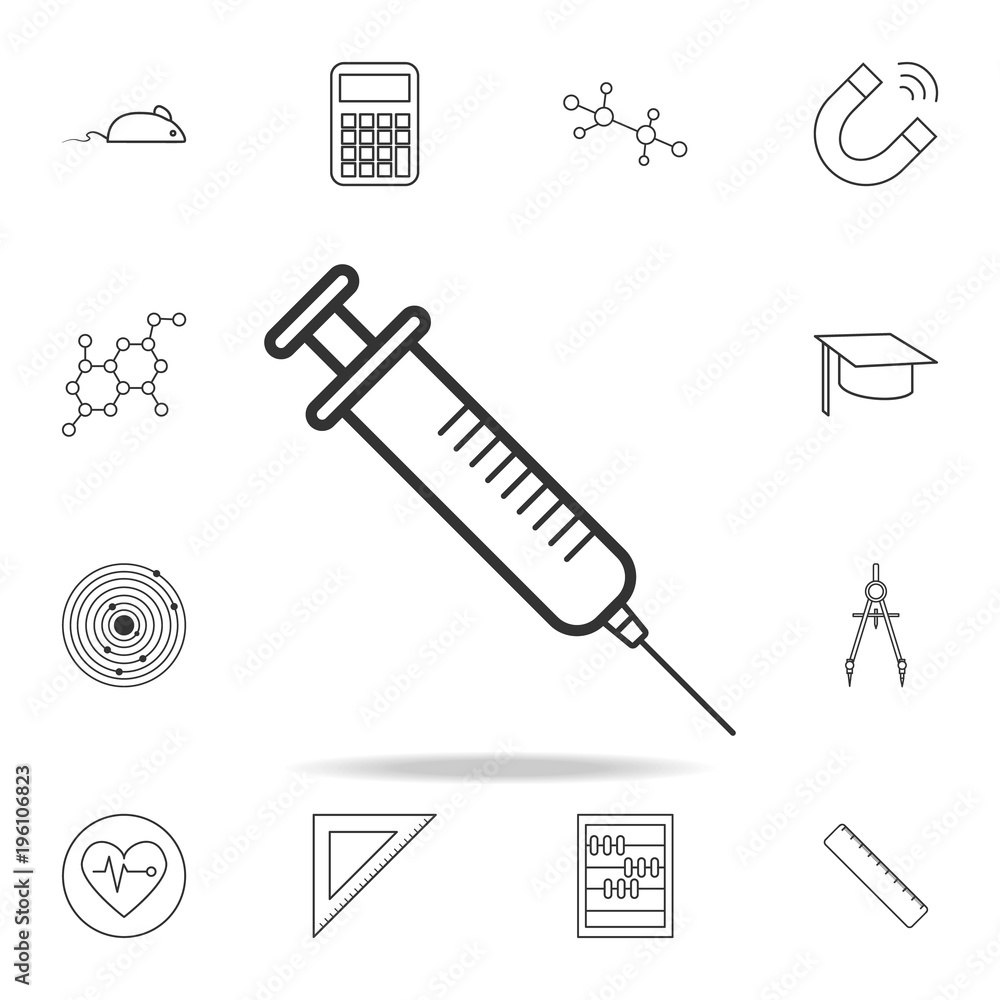 Fototapeta premium Syringe Icon. Detailed set of science and learning outline icons. Premium quality graphic design. One of the collection icons for websites, web design, mobile app