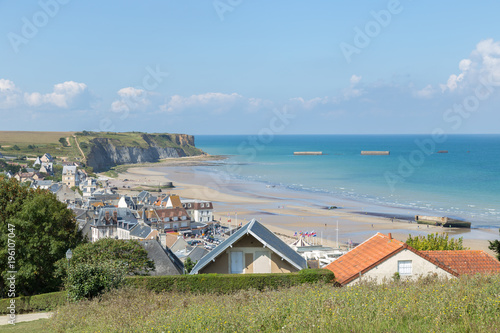 Panoramic view over the D-day beaches Golden Beach at Arromanches les Bains, Normandy, France