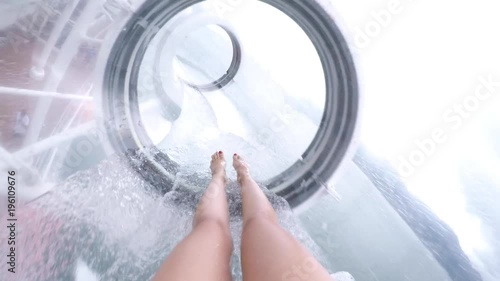 Personal Perspective of a Girl Speeding Down at Water Slide