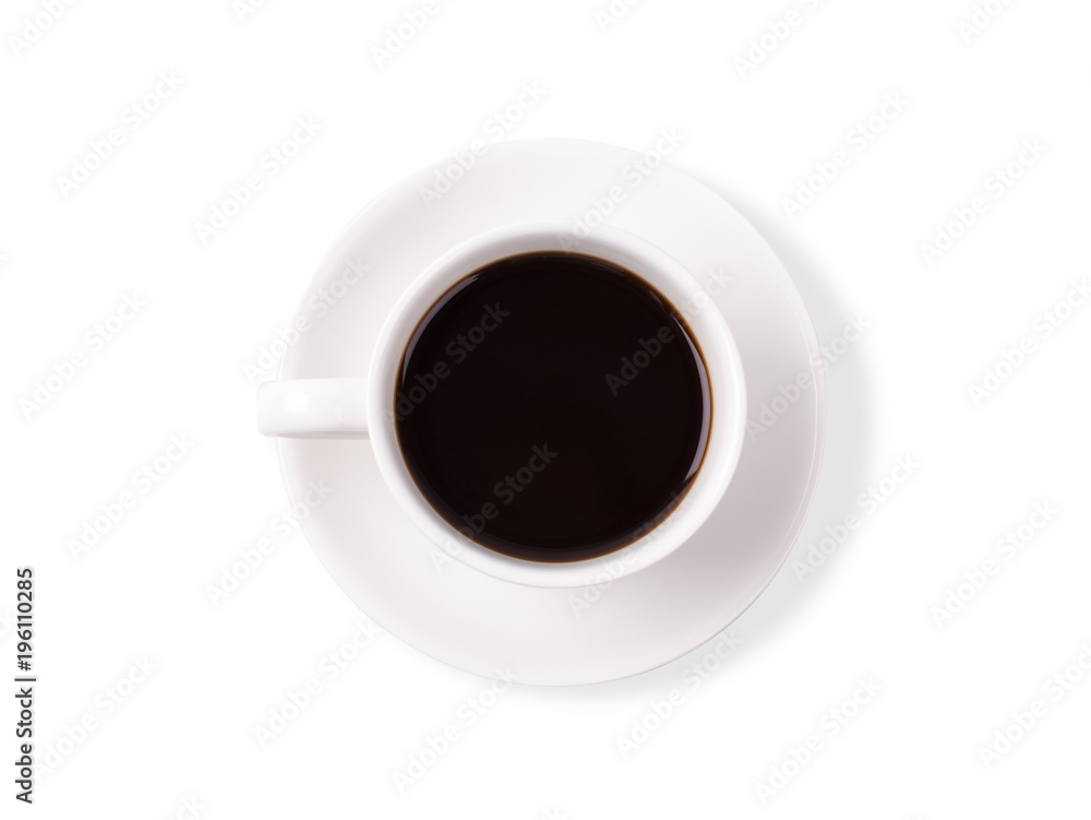 Cup of coffee isolated on white background. top view Cup of coffee isolated on white background. top view