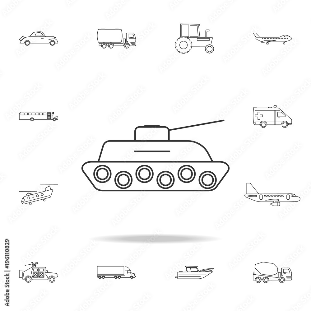 tank Icon. Detailed set of transport outline icons. Premium quality graphic design icon. One of the collection icons for websites, web design, mobile app