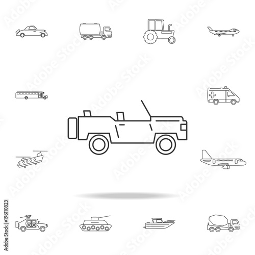 army 4x4 car icon. Detailed set of transport outline icons. Premium quality graphic design icon. One of the collection icons for websites  web design  mobile app