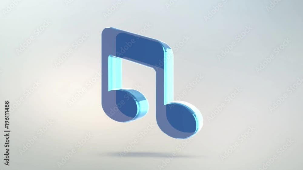 Music icon is made of glass. Transparent rotating music icon with alpha channel blue green color. Seamless looping symbol 3D figure Music icon is made of glass. Transparent rotating music icon with alpha channel blue green color. Seamless looping symbol 3D figure