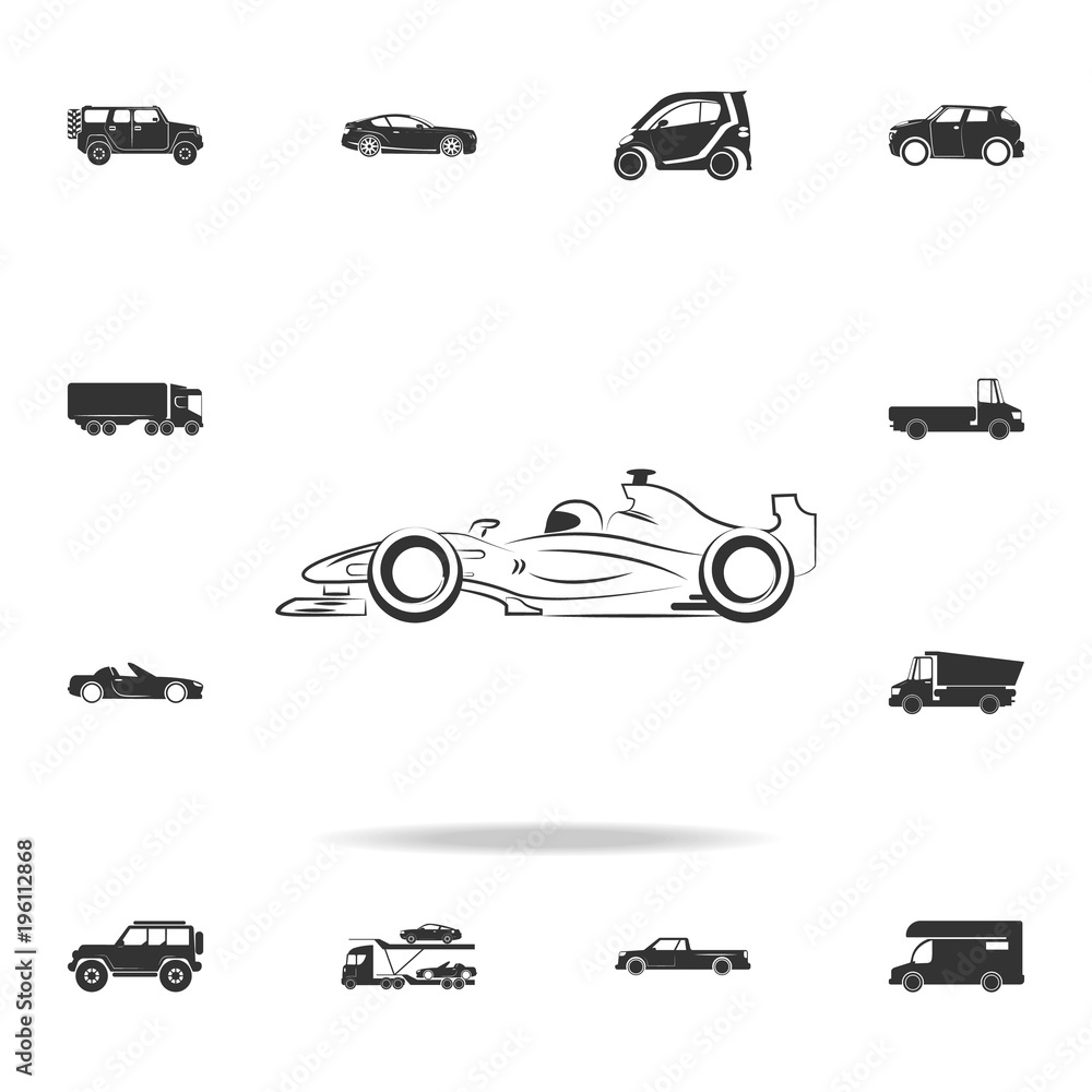bolide race car logo icon. Detailed set of transport icons. Premium quality graphic design. One of the collection icons for websites, web design, mobile app