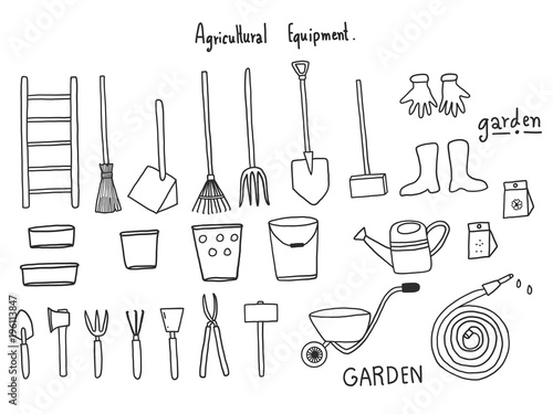 agriculture doodle set.