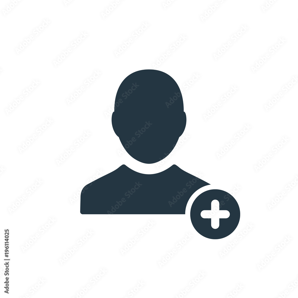 Profile icon with add sign. Profile icon and new, plus, positive symbol Profile icon with add sign. Profile icon and new, plus, positive symbol