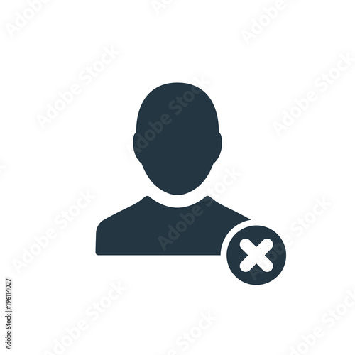 Profile icon with cancel sign. Profile icon and close, delete, remove symbol