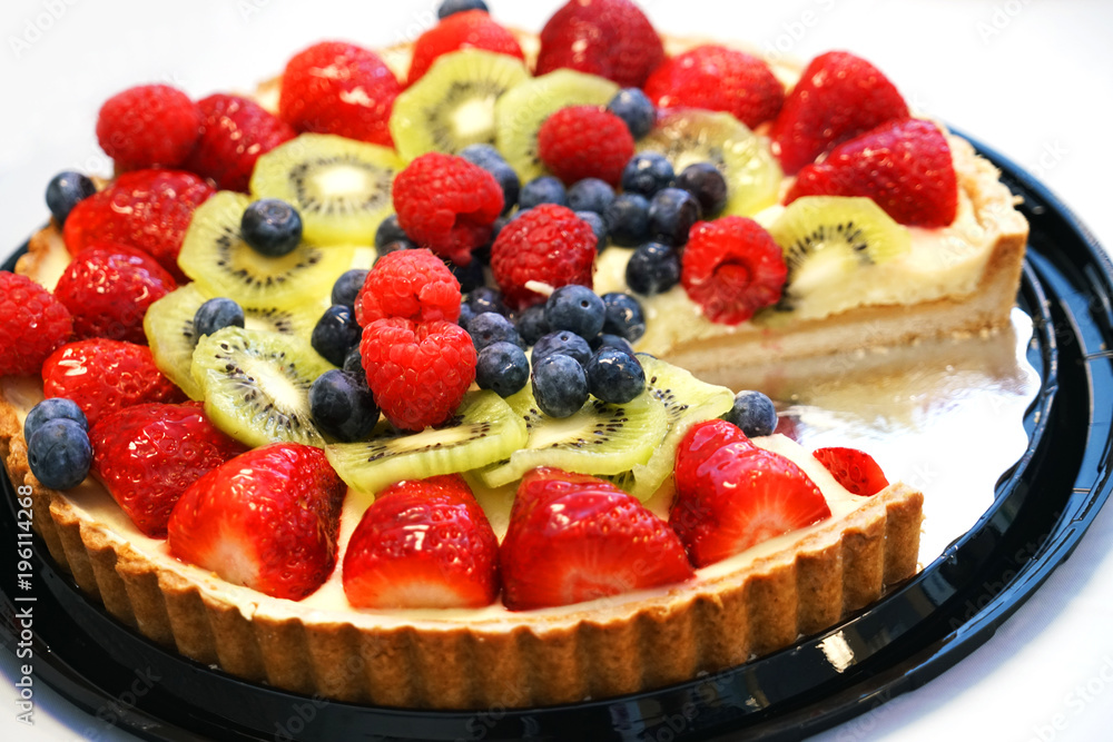 fresh cheese cake with fruit on top fresh cheese cake with fruit on top