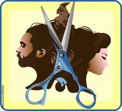 Beauty saloon logo, Vector illustration, Black and white