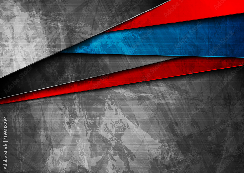 Grunge tech material blue and red background - obrazy, fototapety, plakaty 
