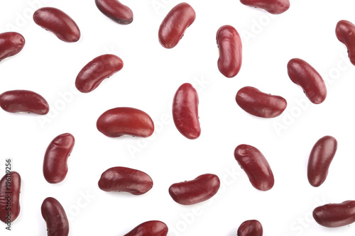red kidney bean isolated on white background. Top view. Flat lay