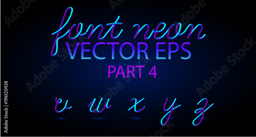 Neon 3D Typeset with Rounded Shapes. Font Set of Painted Letters. Matte Liquid Colors 80s ans 90s style. Night Glow Effect. Tube Alphabet. ABC for DJ Poster, Sale Banner, Signboard, Advertising.