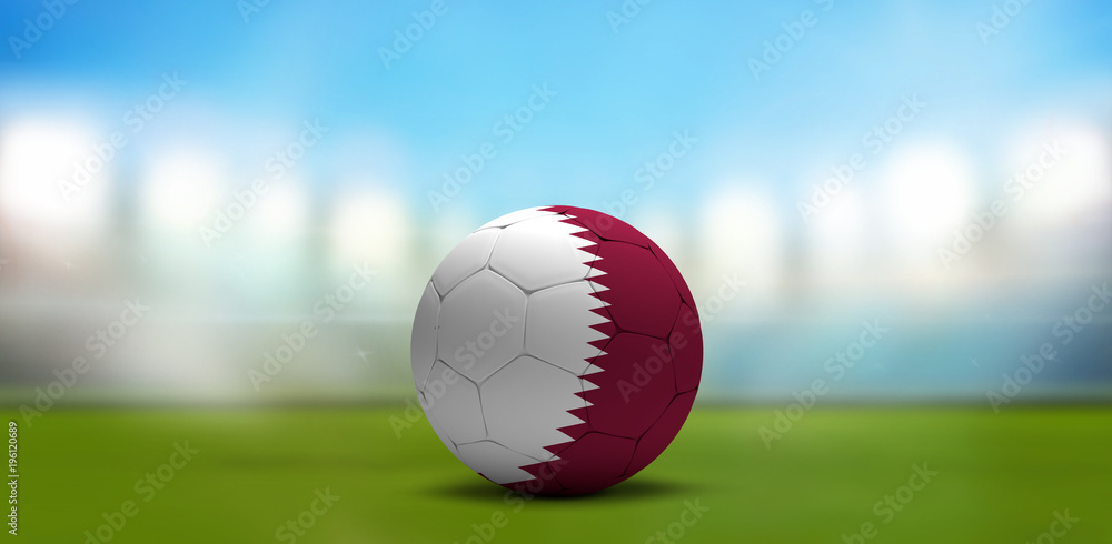 Qatar soccer football ball. Soccer stadium. 3d rendering