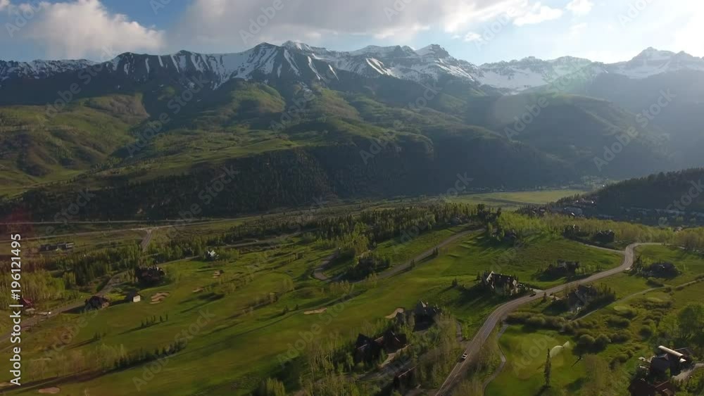 Over Golf Course Towards Stunning Mountain Range Over Golf Course Towards Stunning Mountain Range
