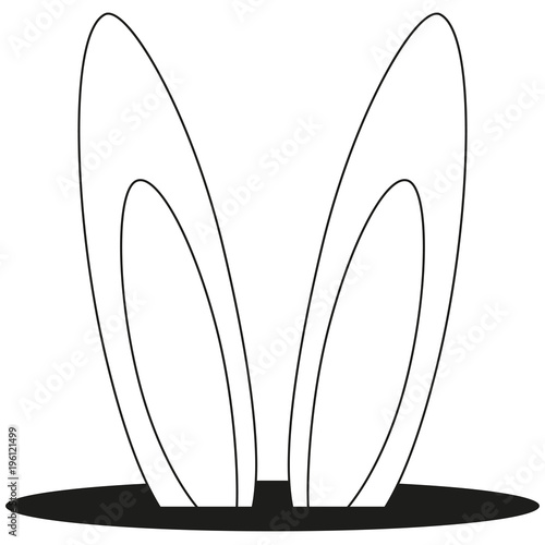 Line art black and white rabbit ears hole icon.