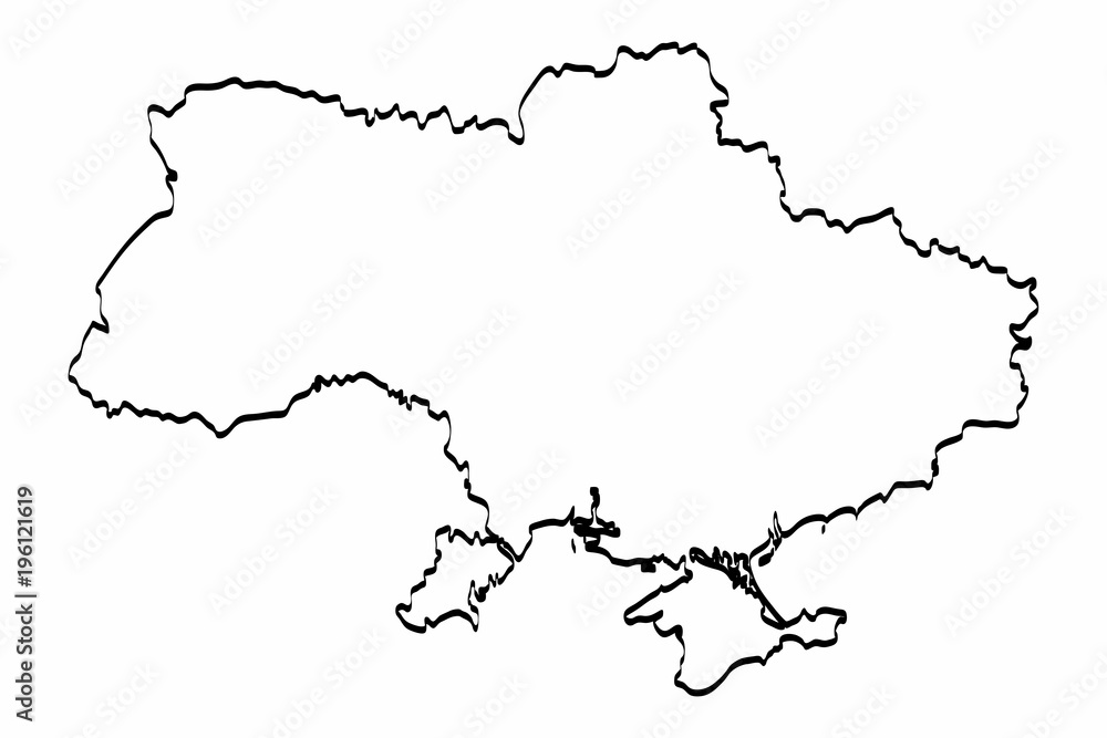 Ukraine map outline graphic freehand drawing on white background. Vector illustration. Ukraine map outline graphic freehand drawing on white background. Vector illustration.