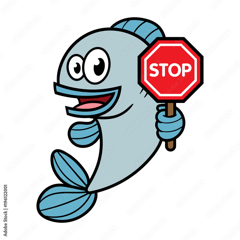 Cartoon Fish Holding a Stop Sign Stock Vector Adobe Stock