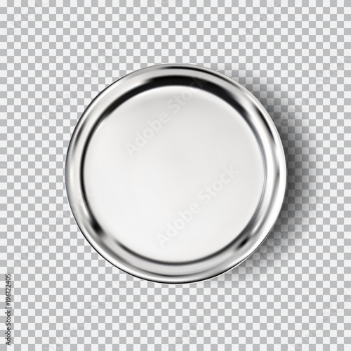 Metal chrome steel plate isolated on transparent background