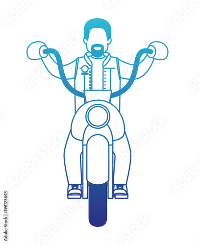 biker in the classic motorcycle character vector illustration design