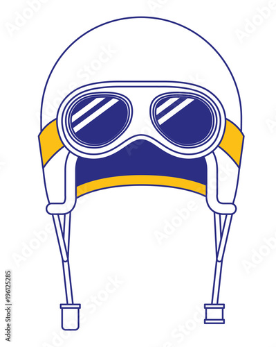 classic motorcyclist helmet with googles vector illustration design