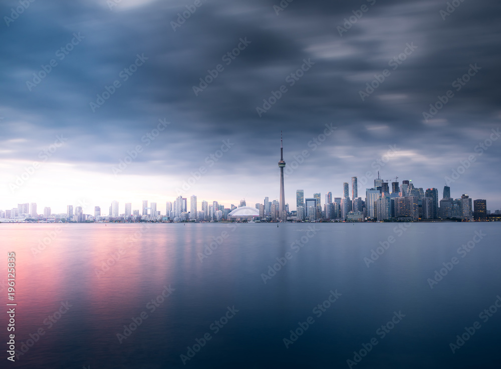 Modern buildings in Toronto city skyline at night, Ontario, canada
