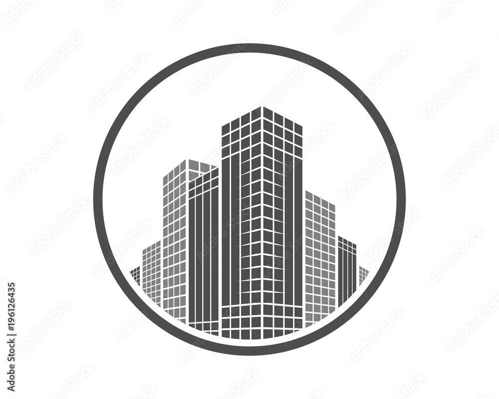 Fototapeta premium black building architecture icon skyscraper cityscape architecture construction image vector