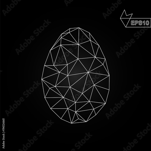 Easter egg on black background. Vector polygonal pattern. Easter design. All isolated and layered