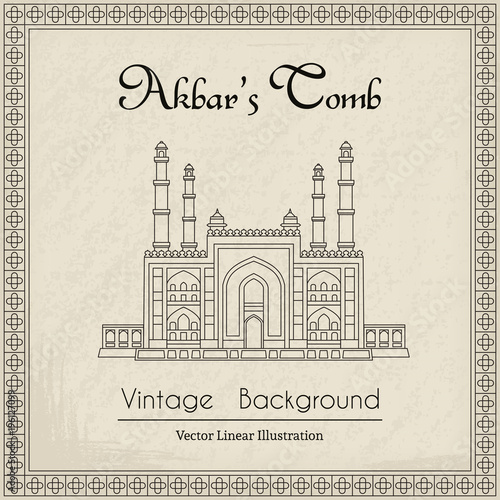 Main Gate to the Akbars Tomb Vintage Background