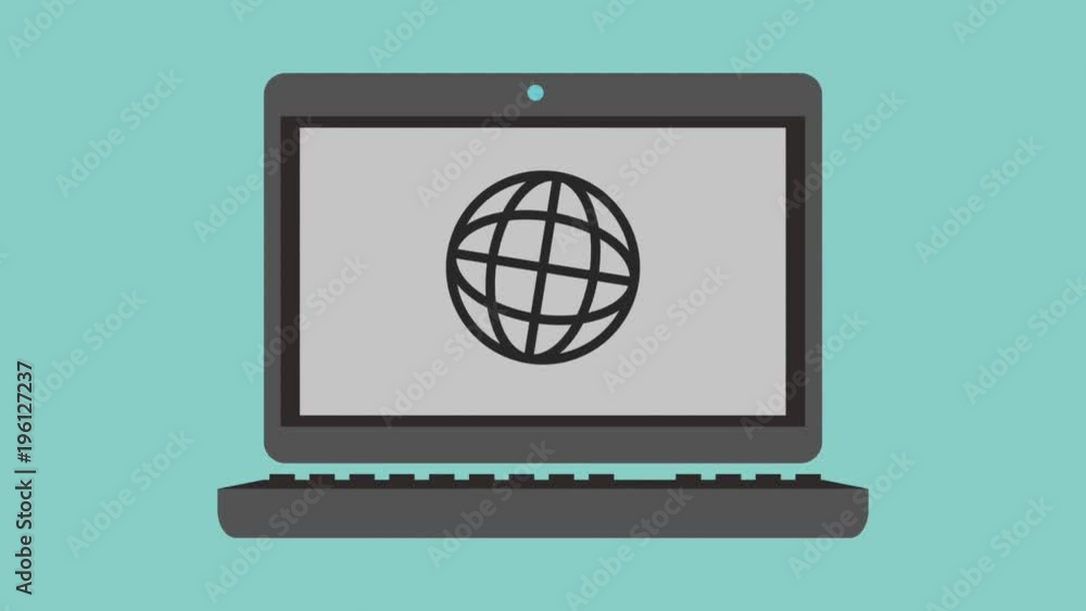 Global sphere appears on laptop screen High definition animation colorful scenes Global sphere appears on laptop screen High definition animation colorful scenes