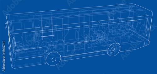 Concept city bus. Vector rendering of 3d