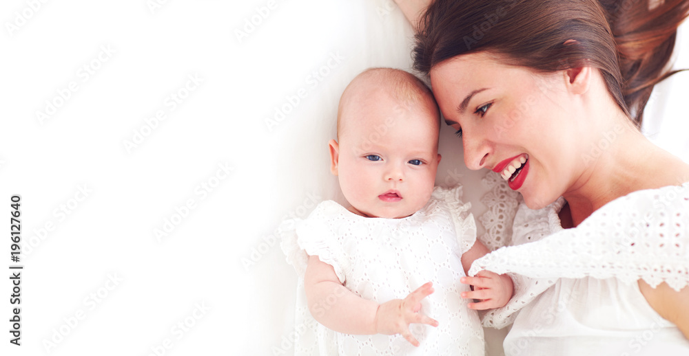portrait of happy young mother with infant baby girl, daughter portrait of happy young mother with infant baby girl, daughter