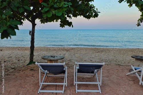 Chair on the beach sunset nature 