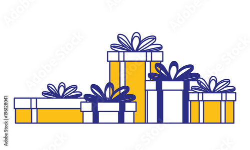set gifts boxes presents icon vector illustration design