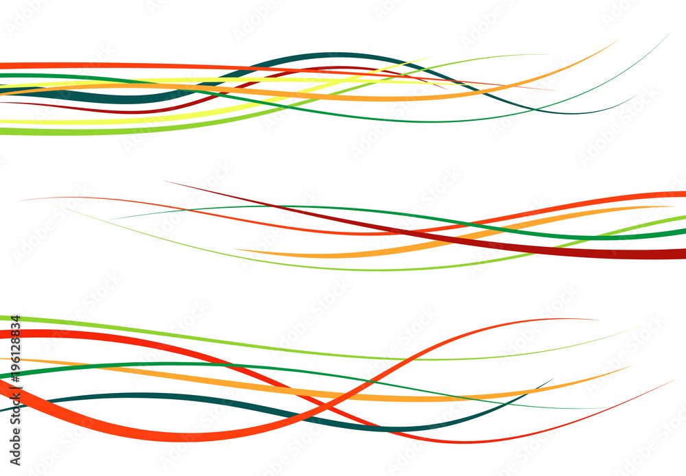 Set of abstract color curved lines. Wave design element. Vector illustration.
Set of abstract color curved lines. Wave design element. Vector illustration.