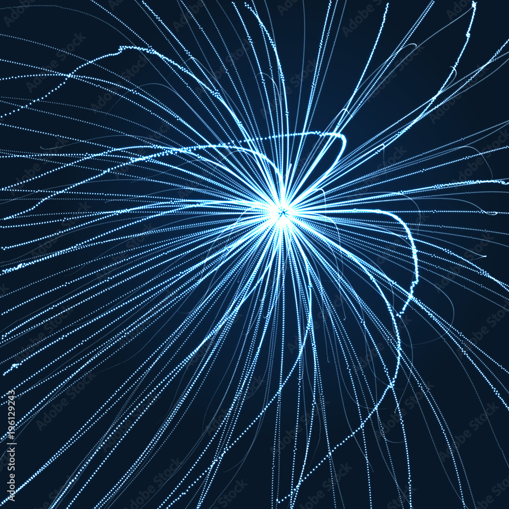Fototapeta premium Abstract science or technology background. Array with dynamic particles. Vector illustration.