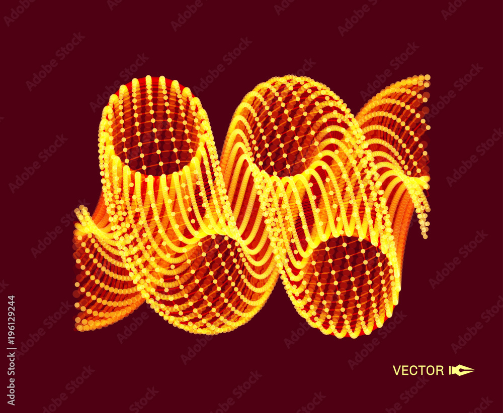 Naklejka premium Spiral. Connection Structure. Abstract grid design. 3d vector Illustration for science, technology.