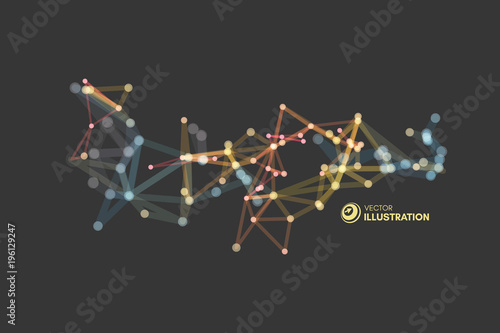 3d connection structure. Futuristic technology style. Vector illustration for science, chemistry or education.