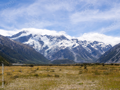 Mountainous Glacial Landscape Mt Cook New Zealand